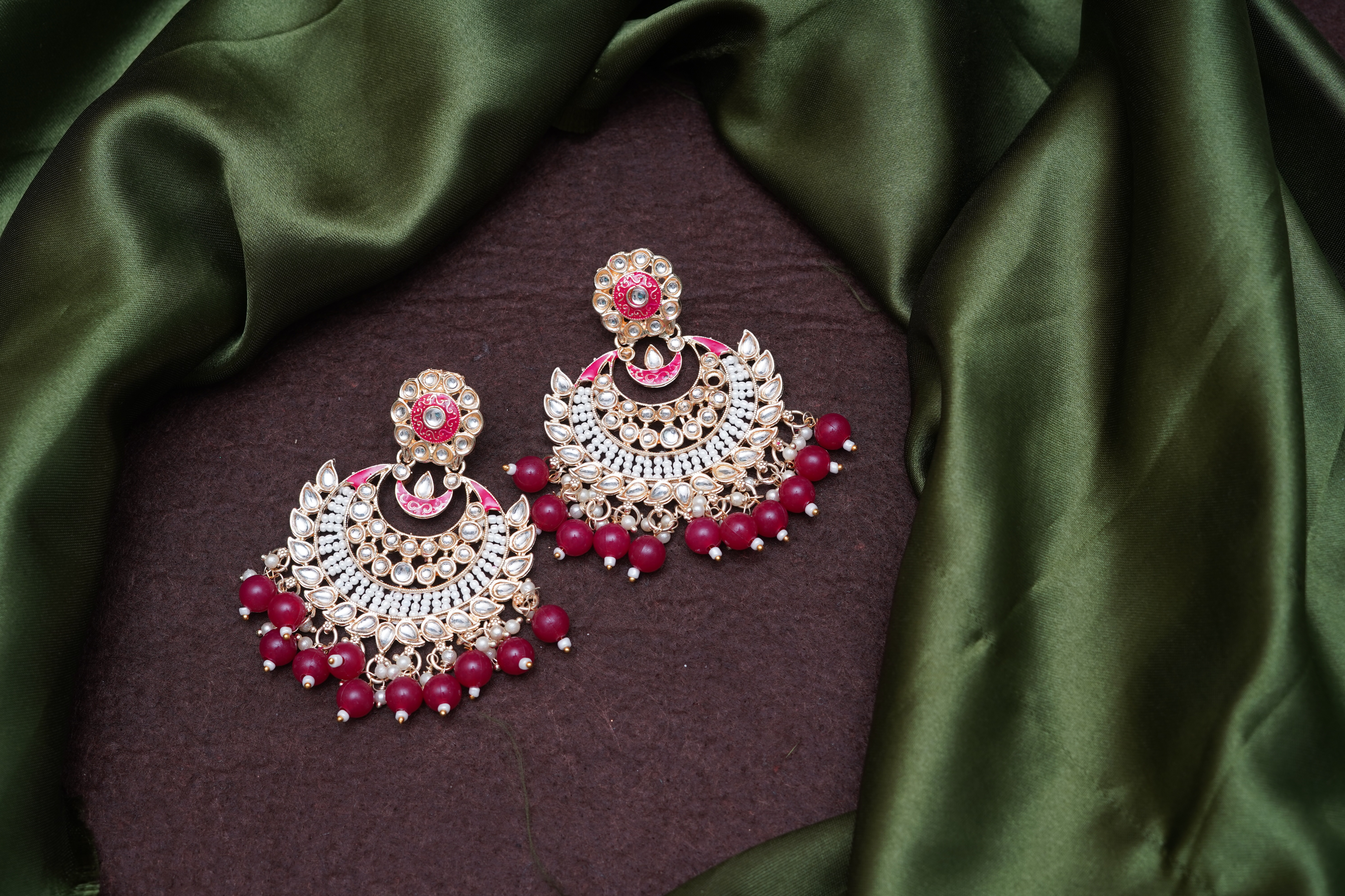 Noor Pearl Kundan Chandbali Earrings - additional view